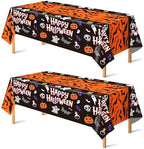 Decorations - 2 Pack Plastic Tablecloth for Halloween Party Decorations | Skeletons Bats Ghosts Pumpkin Table