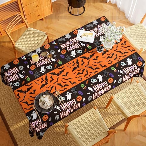 Decorations - 2 Pack Plastic Tablecloth for Halloween Party Decorations | Skeletons Bats Ghosts Pumpkin Table, alternate view
