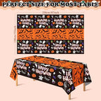 Decorations - 2 Pack Plastic Tablecloth for Halloween Party Decorations | Skeletons Bats Ghosts Pumpkin Table, alternate view