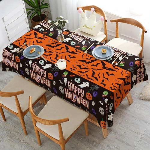 Decorations - 2 Pack Plastic Tablecloth for Halloween Party Decorations | Skeletons Bats Ghosts Pumpkin Table, alternate view