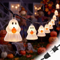 Decorations Ghost String Lights,8.5FT 10 LED Plug in Ghost Lights in White(Elves Holding Pumpkin)