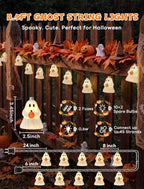 Decorations Ghost String Lights,8.5FT 10 LED Plug in Ghost Lights in White(Elves Holding Pumpkin), alternate view 2