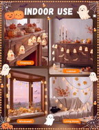 Decorations Ghost String Lights,8.5FT 10 LED Plug in Ghost Lights in White(Elves Holding Pumpkin), alternate view 6