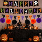 Decorations - HAPPY Banner with Hanging Swirls Pompoms, alternate view 6