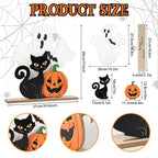 Decorations Indoor Wooden Black Cat Decor Ghost Table Sign Pumpkin Table Centerpieces Standing Tabletop, alternate view 3