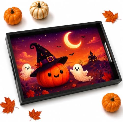 Decorations Serving Tray with Handles, 17 × 12 inch in 17 × 12 inch in Black