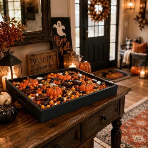 Decorations Serving Tray with Handles, 17 × 12 inch in 17 × 12 inch in Black, alternate view 2
