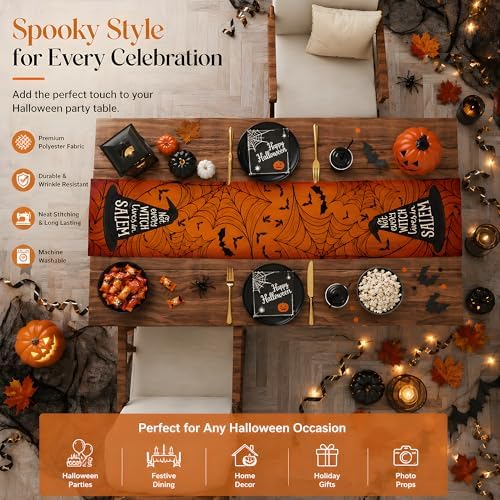 Decorations - Spider Web Witch Hat Table Runner, alternate view 5
