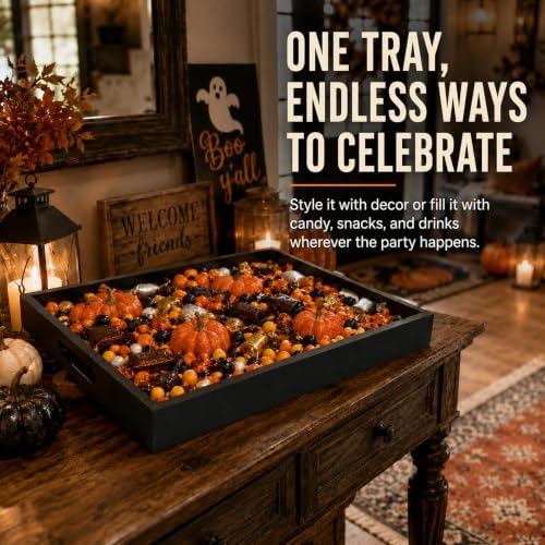 Decorations Wood Serving Tray with Handles, 17 × 12 inch in 17 × 12 inch in Bamboo, alternate view 7