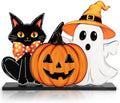 Decorations Wooden Ghost Table Sign Pumpkin Black Cat Table Centerpieces Standing Tabletop Decoration Happy for