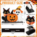 Decorations Wooden Ghost Table Sign Pumpkin Black Cat Table Centerpieces Standing Tabletop Decoration Happy for, alternate