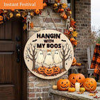 Decorations Wooden Sign for Home, Hangin' with My Boos Ghost Sign, alternate view 2