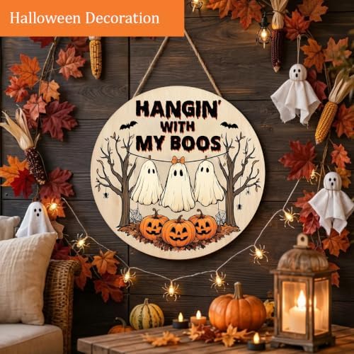 Decorations Wooden Sign for Home, Hangin' with My Boos Ghost Sign, alternate view 4