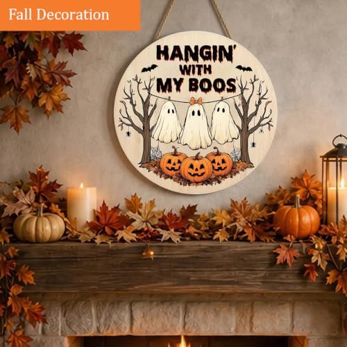 Decorations Wooden Sign for Home, Hangin' with My Boos Ghost Sign, alternate view 6