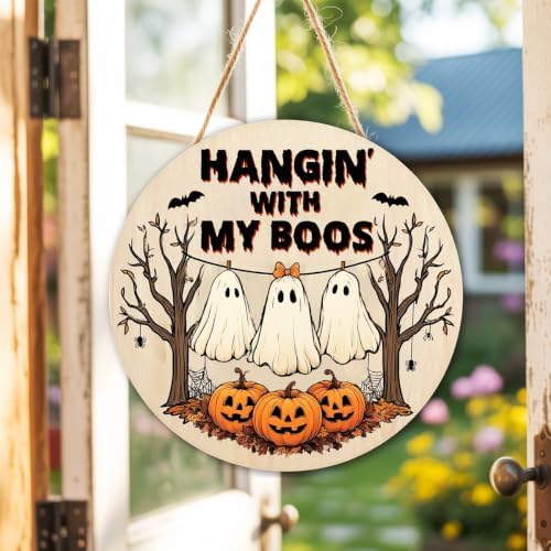 Decorations Wooden Sign for Home, Hangin' with My Boos Ghost Sign, alternate view 7