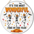 Decorations Wooden Sign for Home, Spooky Skeleton Pumpkin Sign