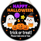 Decorations Wooden Sign for Home, Trick or Treat Ghost Sign in Treat