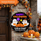 Decorations Wooden Sign for Home, Trick or Treat Ghost Sign in Treat, alternate view 2