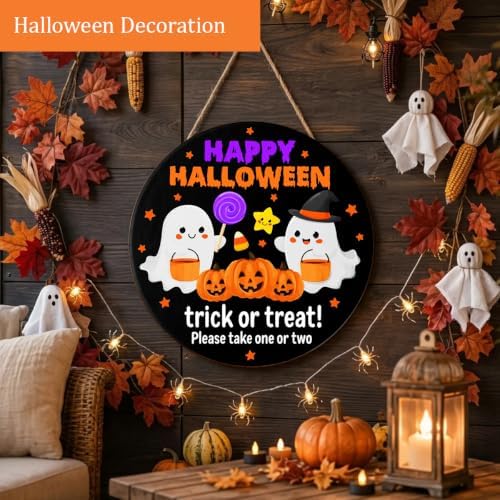 Decorations Wooden Sign for Home, Trick or Treat Ghost Sign in Treat, alternate view 4