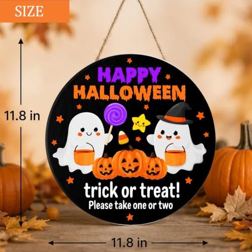Decorations Wooden Sign for Home, Trick or Treat Ghost Sign in Treat, alternate view 5