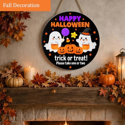 Decorations Wooden Sign for Home, Trick or Treat Ghost Sign in Treat, alternate view 6