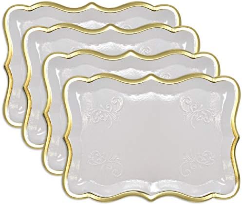 Decorative Gold Rim Display Trays 10 Pack 9 x 13 Inch Cardboard Platters in 9 x 13 Inch in Gold, White