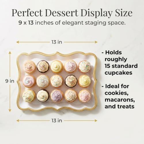Decorative Gold Rim Display Trays 10 Pack 9 x 13 Inch Cardboard Platters in 9 x 13 Inch in Gold, White, alternate view 3