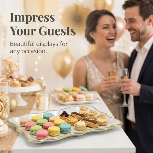 Decorative Gold Rim Display Trays 10 Pack 9 x 13 Inch Cardboard Platters in 9 x 13 Inch in Gold, White, alternate view 4