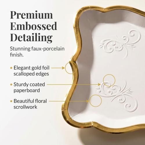 Decorative Gold Rim Display Trays 10 Pack 9 x 13 Inch Cardboard Platters in 9 x 13 Inch in Gold, White, alternate view 5