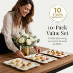 Decorative Gold Rim Display Trays 10 Pack 9 x 13 Inch Cardboard Platters in 9 x 13 Inch in Gold, White, alternate view 6