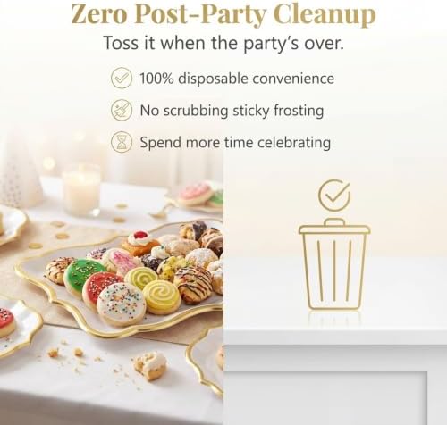 Decorative Gold Rim Display Trays 10 Pack 9 x 13 Inch Cardboard Platters in 9 x 13 Inch in Gold, White, alternate view 7