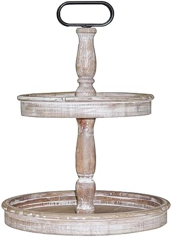 Decorative Trays - Two Tiered Tray Stand Rustic Decor Farmhouse 2 Tiered Tray Serving Tray Seasonal & Holiday