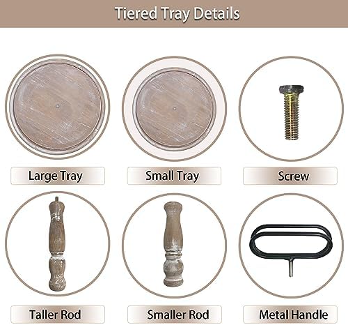 Decorative Trays - Two Tiered Tray Stand Rustic Decor Farmhouse 2 Tiered Tray Serving Tray Seasonal & Holiday, alternate view