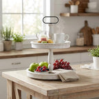 Decorative Trays - Two Tiered Tray Stand Rustic Tiered Tray Decor 2 Tiered Tray Serving Tray Seasonal & Holiday, alternate