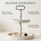 Decorative Trays - Two Tiered Tray Stand Rustic Tiered Tray Decor 2 Tiered Tray Serving Tray Seasonal & Holiday, alternate