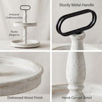 Decorative Trays - Two Tiered Tray Stand Rustic Tiered Tray Decor 2 Tiered Tray Serving Tray Seasonal & Holiday, alternate