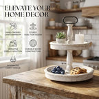 Decorative Trays - Two Tiered Tray Stand Rustic Tiered Tray Decor 2 Tiered Tray Serving Tray Seasonal & Holiday, alternate