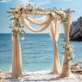 Deep Champagne Wedding Arch Draping Fabric 28" x19FT Sheer Curtain Drapes in 28" width x 19Ft length(4 Panels)