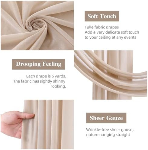 Deep Champagne Wedding Arch Draping Fabric 28" x19FT Sheer Curtain Drapes in 28" width x 19Ft length(4 Panels), alternate