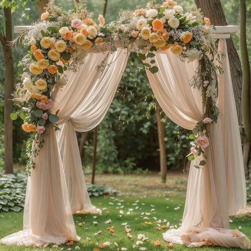 Deep Champagne Wedding Arch Draping Fabric 28" x19FT Sheer Curtain Drapes in 28" width x 19Ft length(4 Panels), alternate