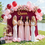 Deep Rose Backdrop Curtain for Wedding Parties Photo Backdrops 10x10ft in W5' x H10'(2 panels) in Deep Rose, alternate view 3
