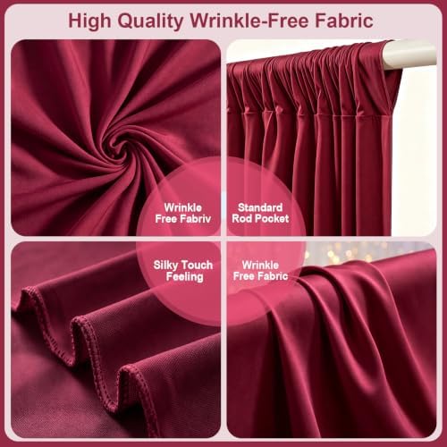 Deep Rose Backdrop Curtain for Wedding Parties Photo Backdrops 10x10ft in W5' x H10'(2 panels) in Deep Rose, alternate view 6