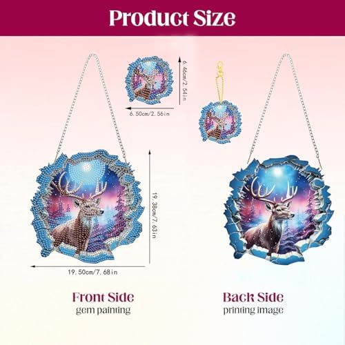 Deer Diamond Painting Hanging Ornament Kit, DIY Special Shaped Rhinestone Window Hanging Kit, Suitable for Home, alternate
