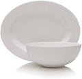 Delray 14-Inch Oval Platter and 9-Inch Vegetable Bowl Set, White - 5188294 in 14" Oval Platter and 9" Round