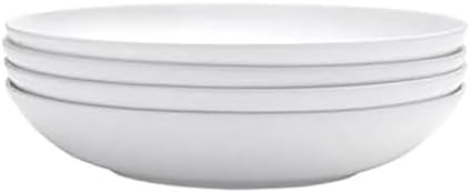 Delray 4-Piece Bone China Pasta Bowls White 37 oz in 9" Round Pasta Bowls (Set of 4) in White