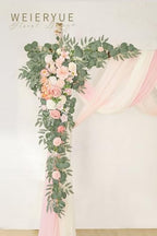 Deluxe Pink Artificial Wedding Arch Flowers with Drapes Kit-Pack of 5, 2pcs Flower Arrangements 3pcs Hanging, alternate view