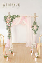 Deluxe Pink Artificial Wedding Arch Flowers with Drapes Kit-Pack of 5, 2pcs Flower Arrangements 3pcs Hanging, alternate view
