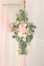 Deluxe Pink Artificial Wedding Arch Flowers with Drapes Kit-Pack of 5, 2pcs Flower Arrangements 3pcs Hanging, alternate view