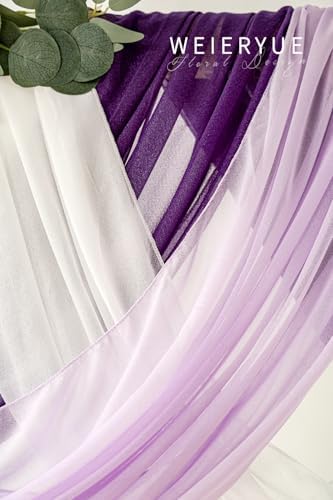 Deluxe Purple Artificial Wedding Arch Flowers with Drapes Kit-Pack of 5, 2pcs Flower Arrangements 3pcs Hanging, alternate