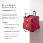 Deluxe Rolling Ornament Chest - 100pc Christmas Decoration Storage with Dividers & Trays, alternate view 3